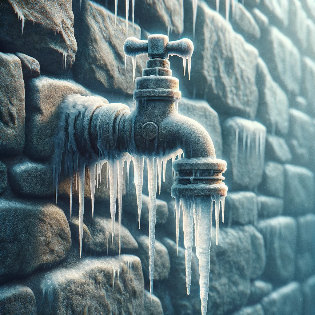a frozen water spigot 