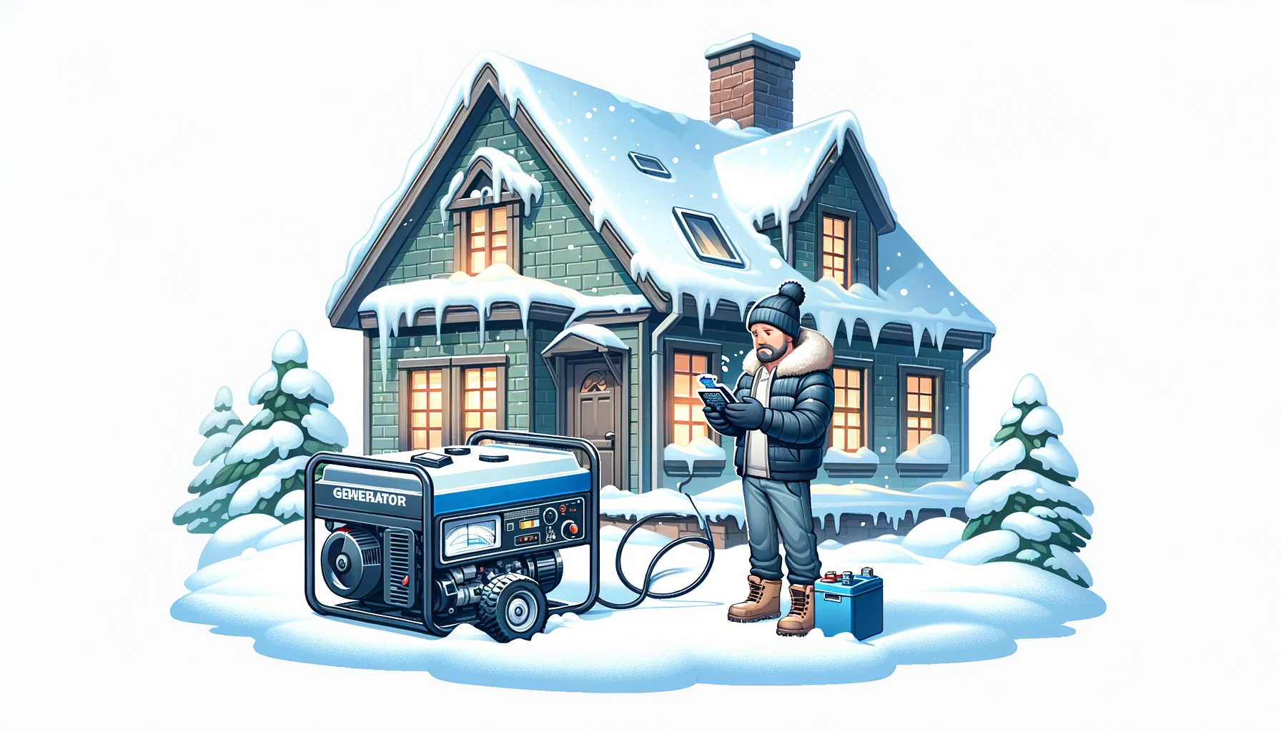 a man using a generator to run power to his house 