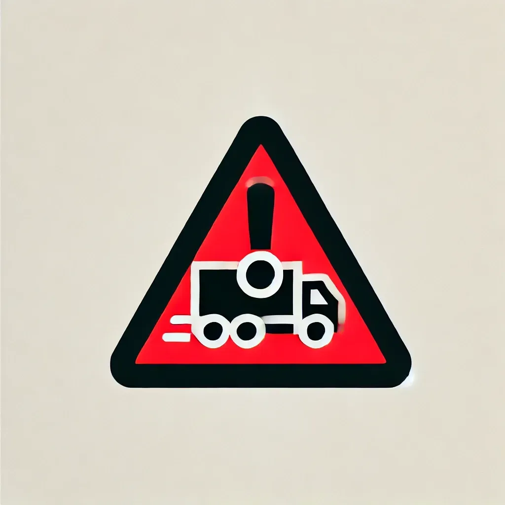 hazard symbol over a moving truck