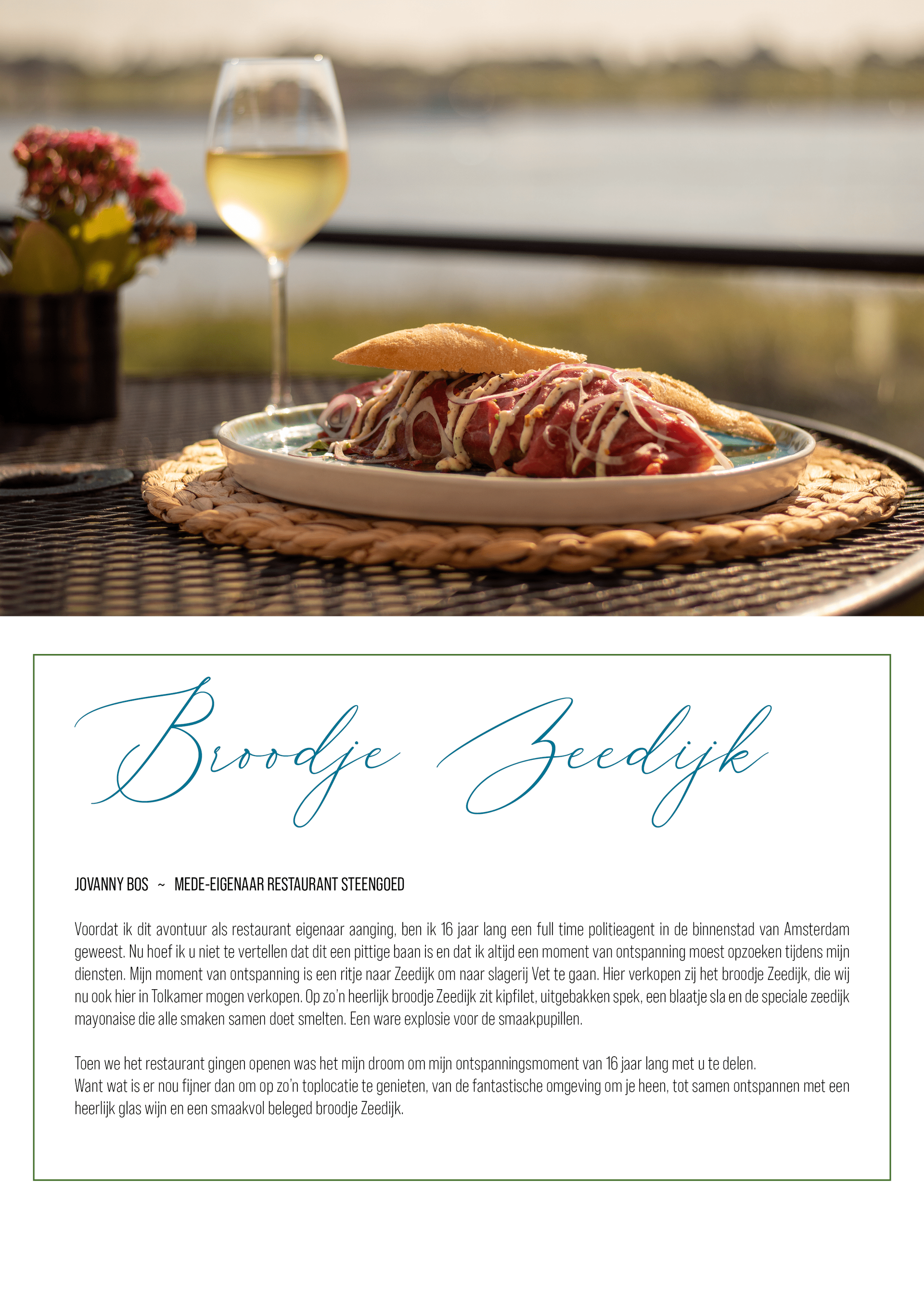 Menukaart Zhendesign Tolkamer de Bijland Steengoed Arnhem