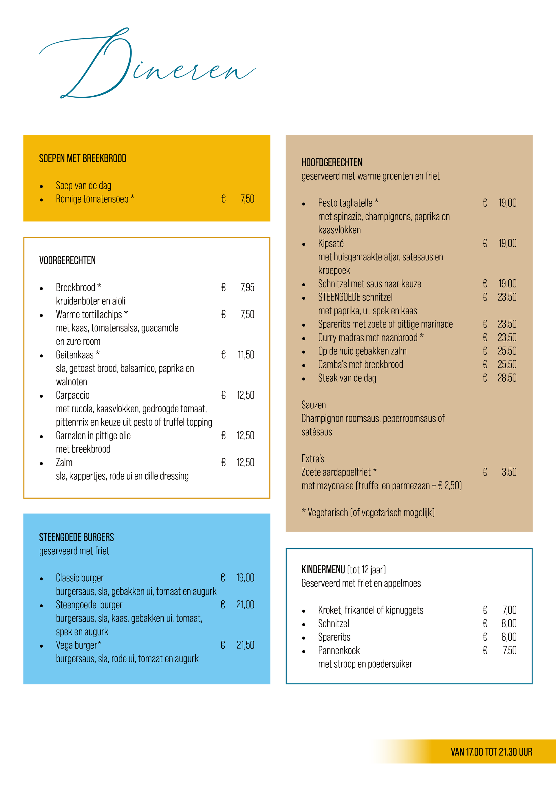 Menukaart Zhendesign Tolkamer de Bijland Steengoed Arnhem