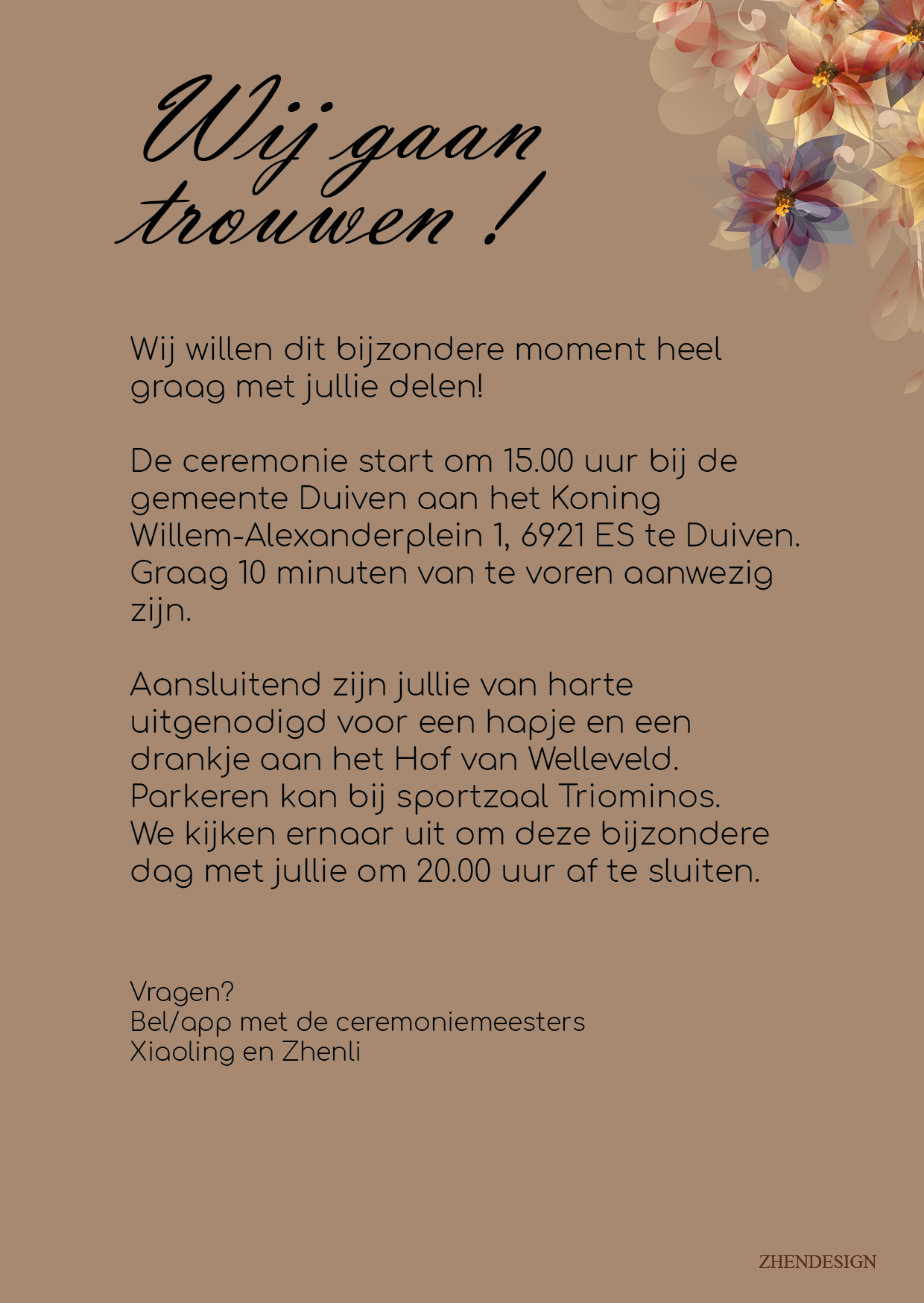 Trouwkaart Zhendesign Arnhem