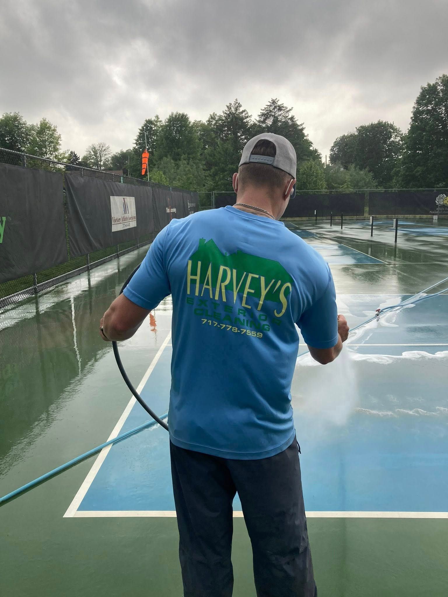 Person in blue shirt with 