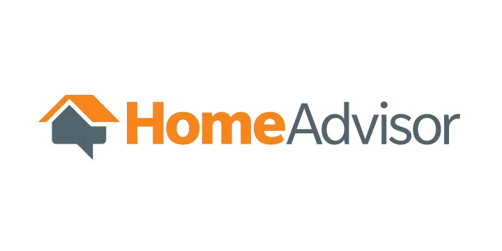 HomeAdvisor logo: orange roof and house icon with the company name in orange and gray.
