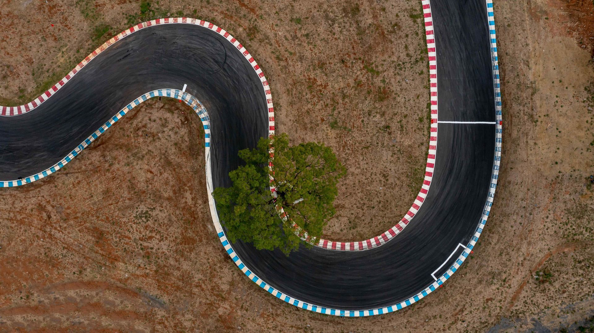 Aerial drone photo of a race track