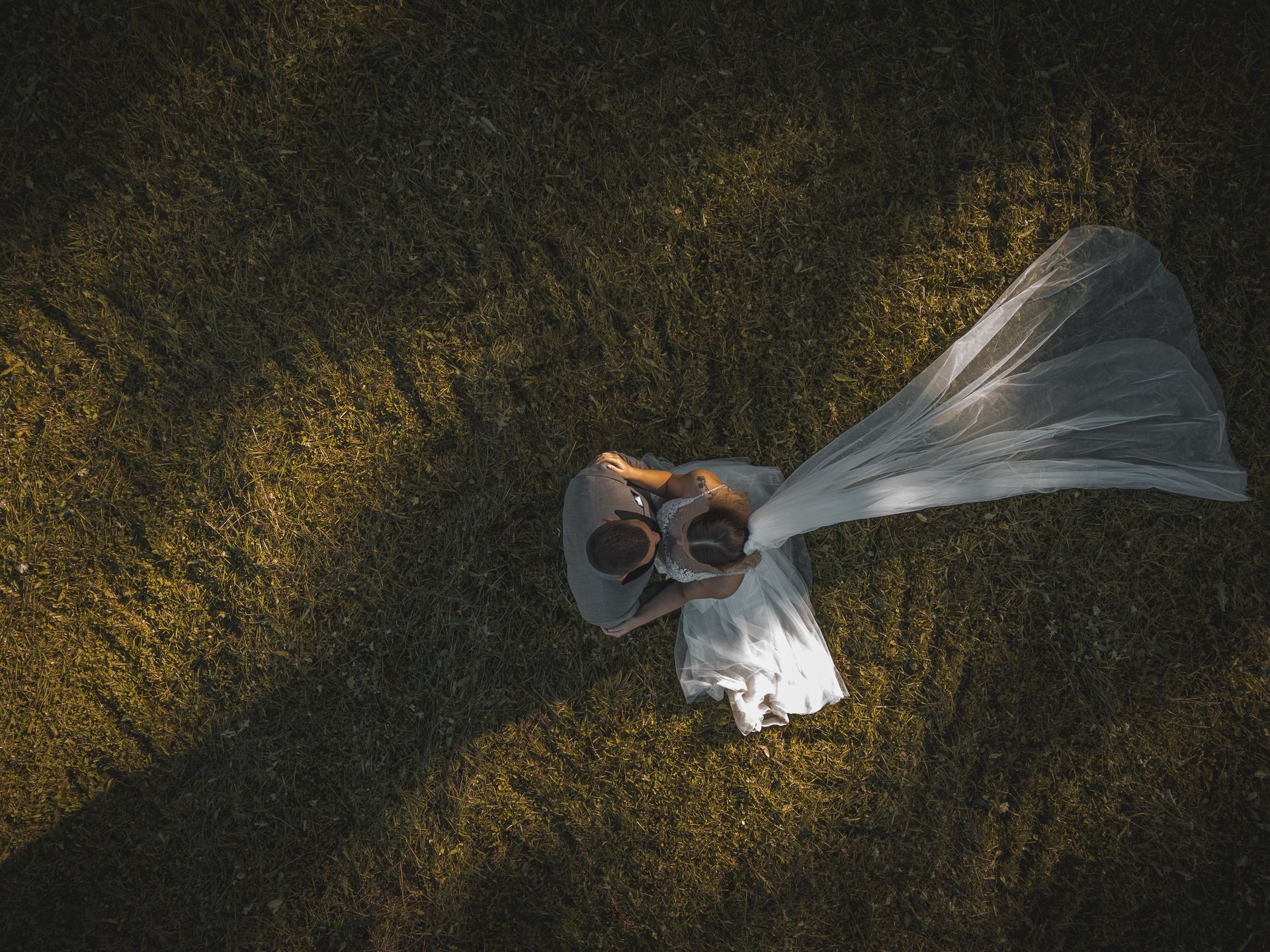 Overhead wedding drone photography in Modesto, CA.