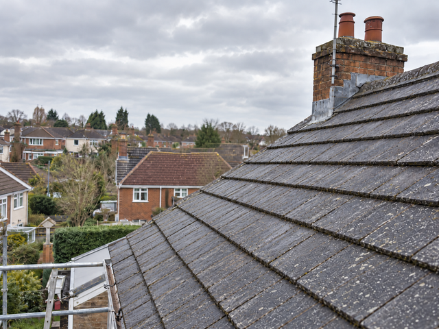 Tiled roof after the moss was removed