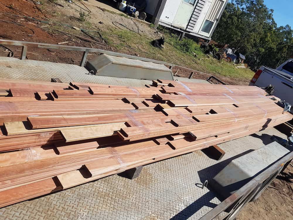 A Pile Of Wood Is Sitting On Top Of A Trailer — Eungella Sawmill In Crediton, QLD
