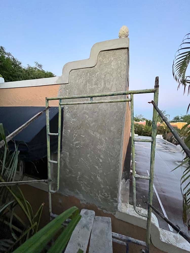 A staircase is being built on the side of a building