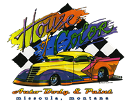 House of Color logo: colorful custom car, text, checkerboard background, Missoula, Montana.