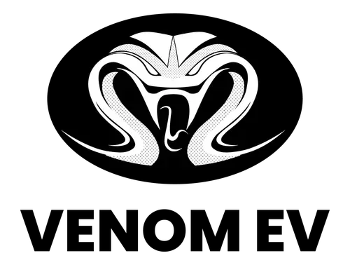 Black and white logo of a cobra head inside a black oval,