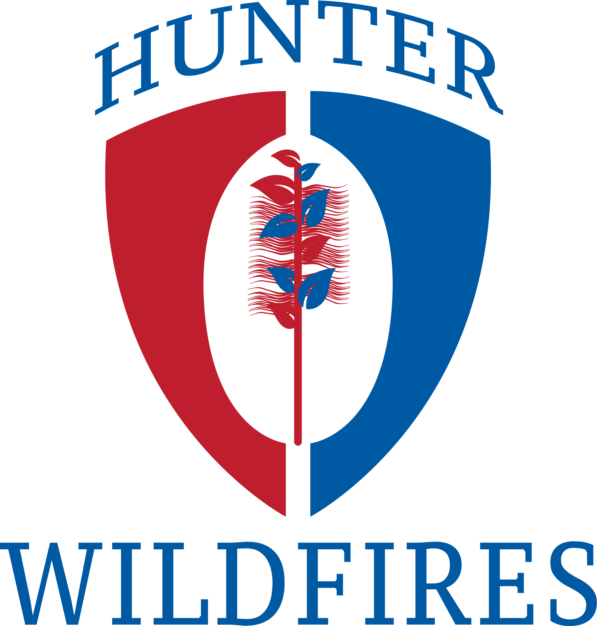 A red and blue shield logo with a bottlebrush branch in the center, labeled