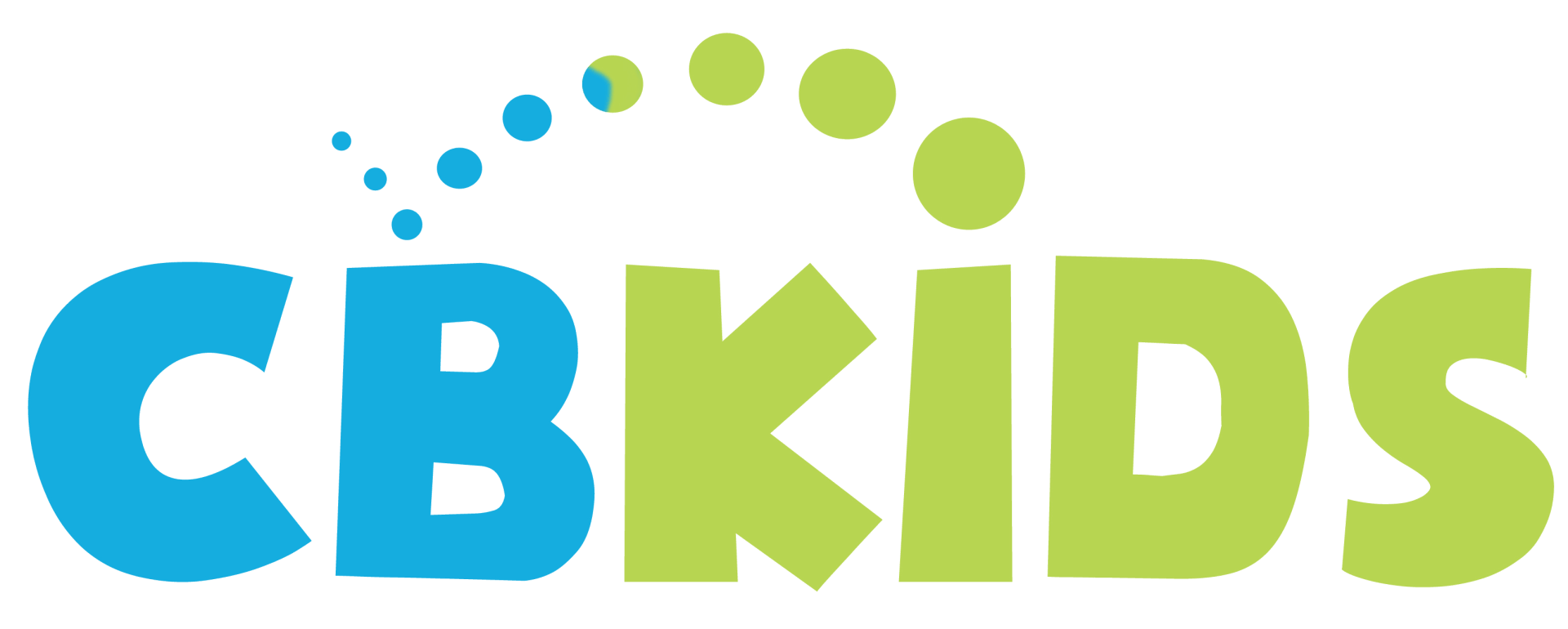 Logo of CB KIDS in blue and green with a series of blue and green dots above.