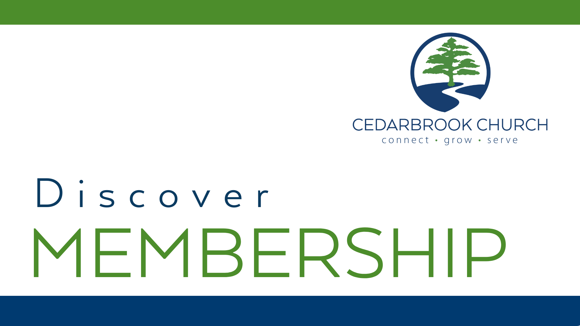 A discover membership card for cedarbrook church