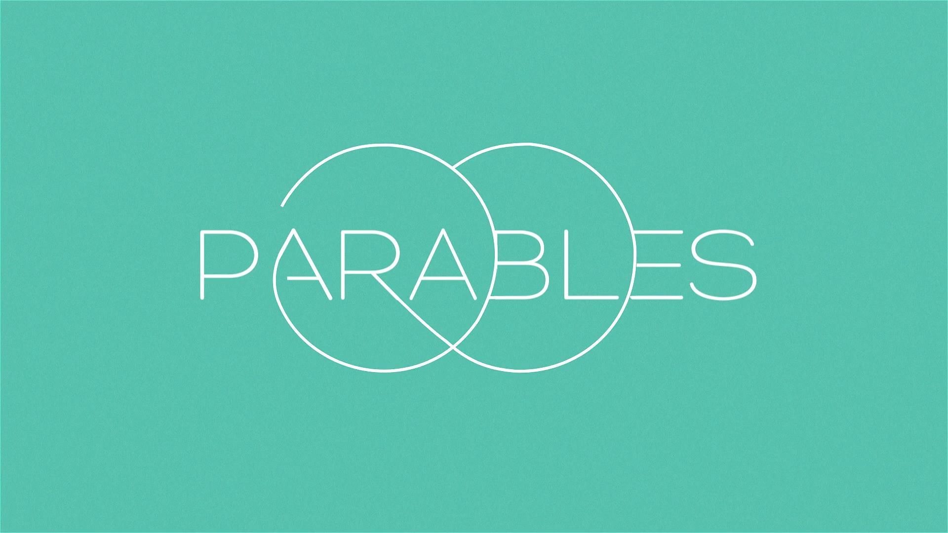 The word parables is written in white on a green background.
