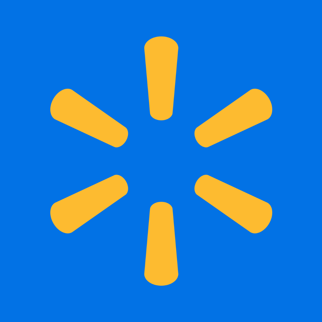 The walmart logo is a yellow star on a blue background.