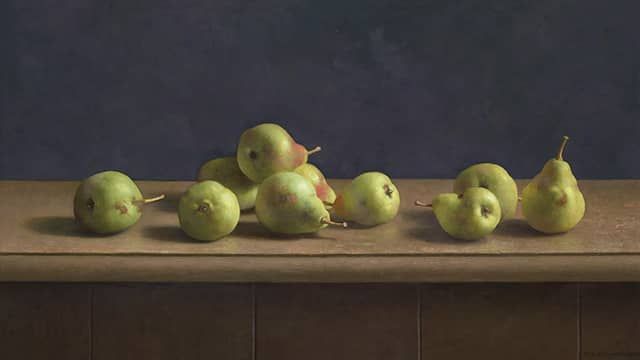 Henk Helmantel schilderij 2018 Peren uit de tuin van de Menkemaborg