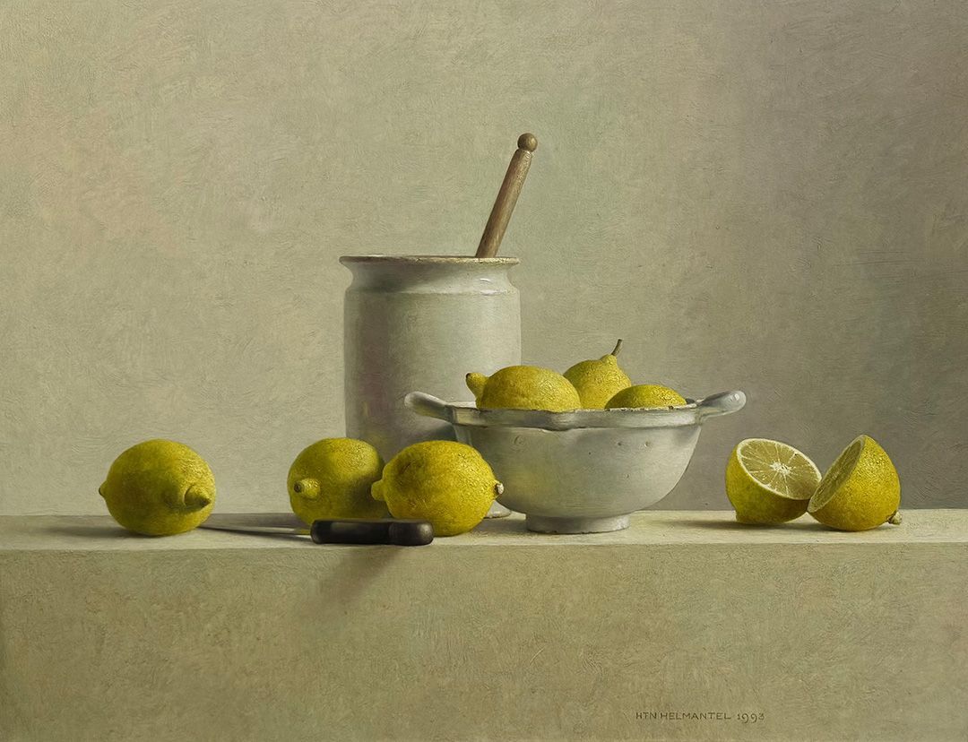 Henk Helmantel schilderij, Stilleven met citroenen , 1993