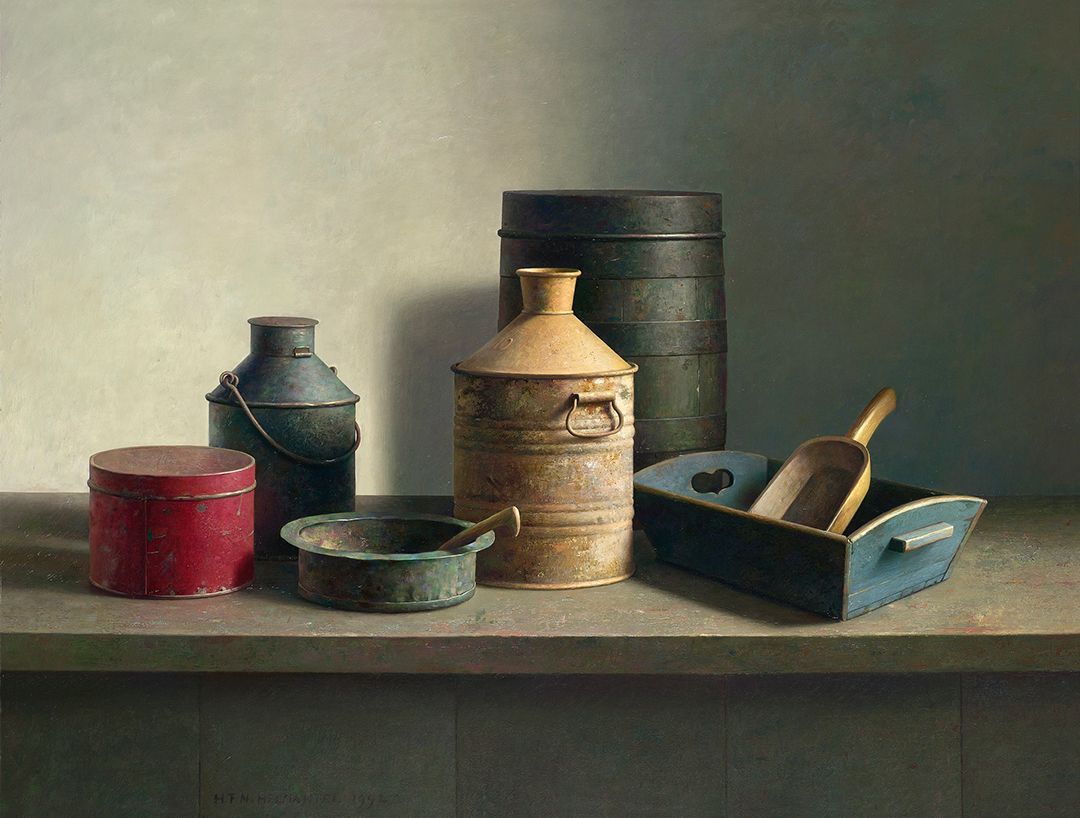 Henk Helmantel schilderij 1988 De grote kerk in Edam