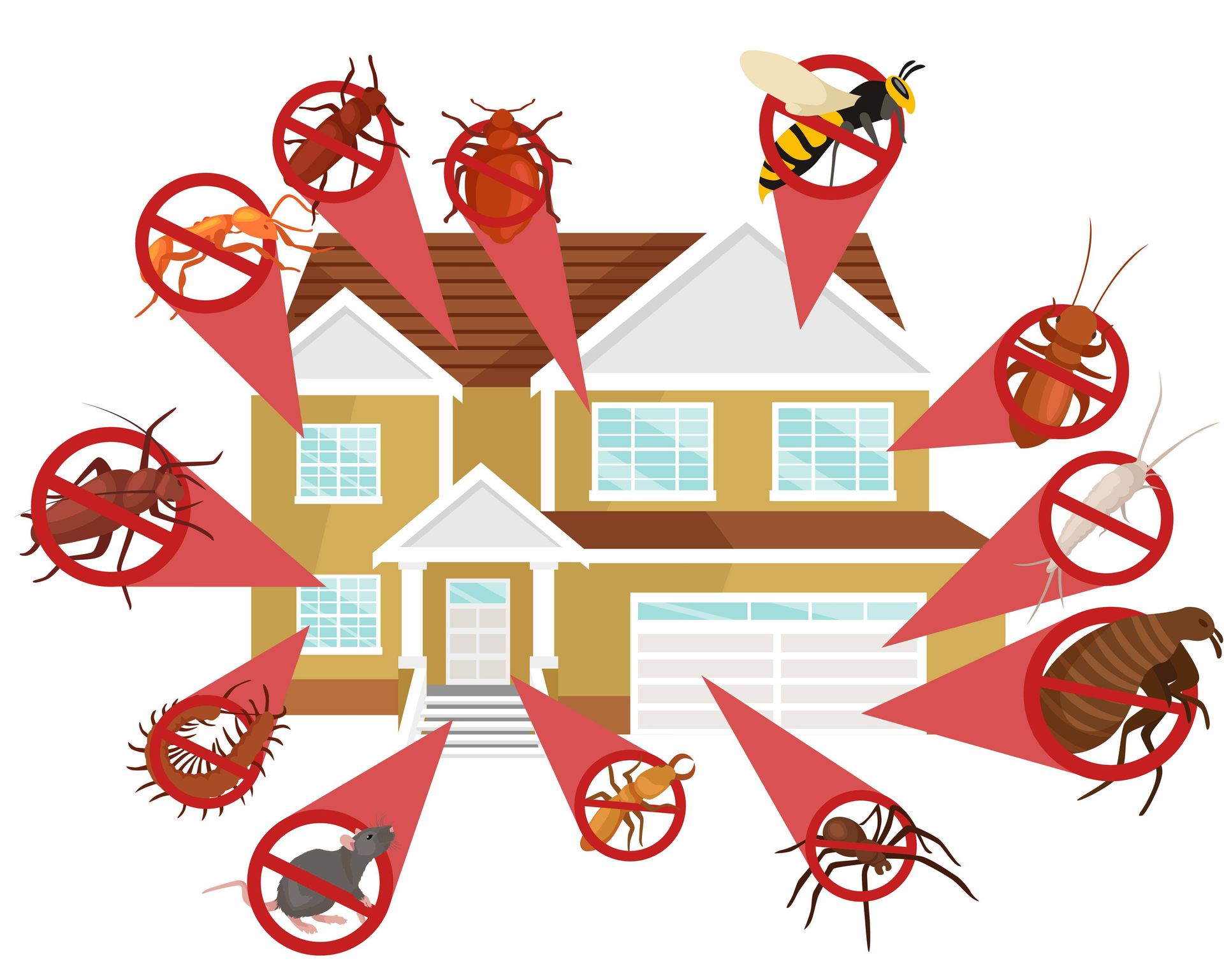 Pest control vector art with insects and exterminator near Nicholasville, KY