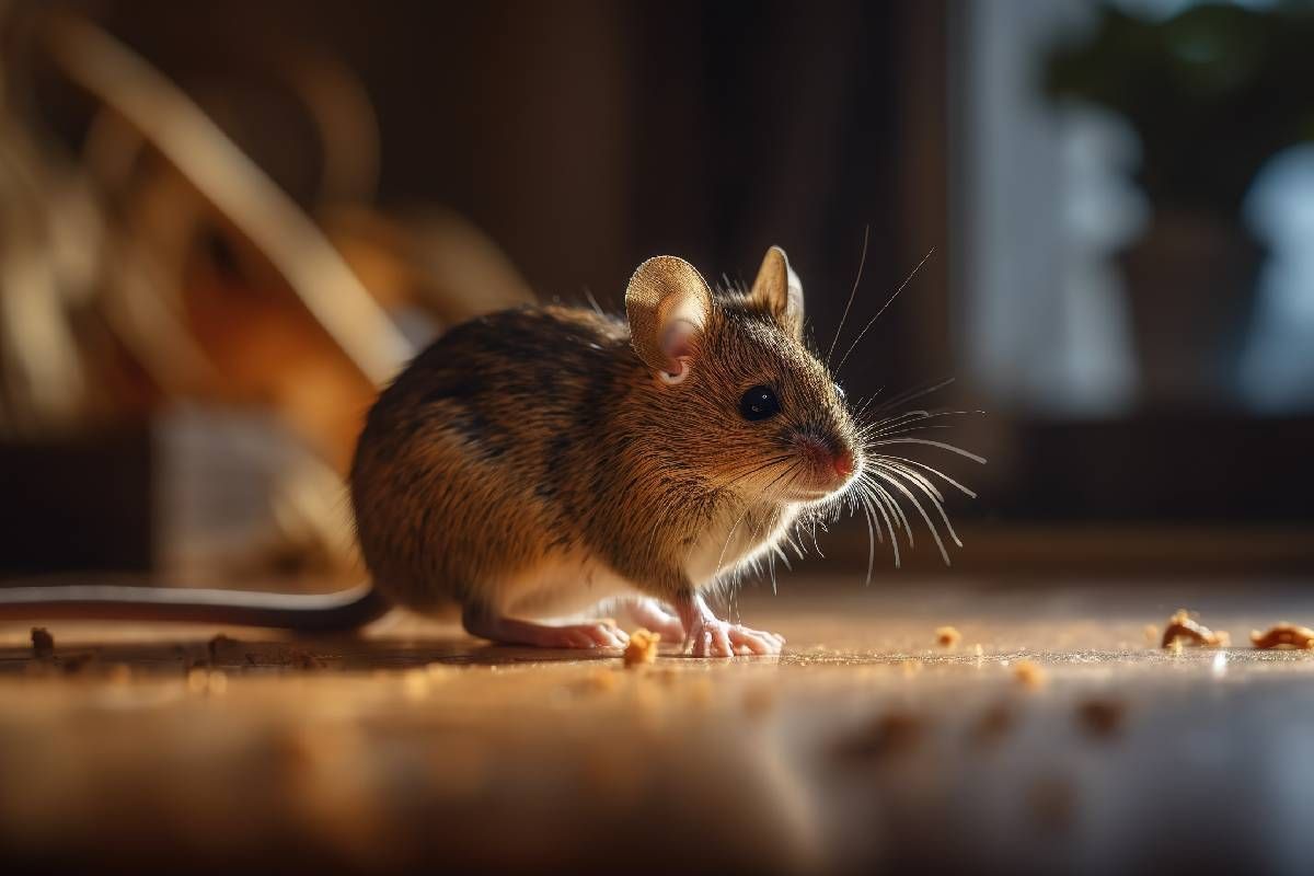 A small mouse in the attic of a home near Lexington, KY