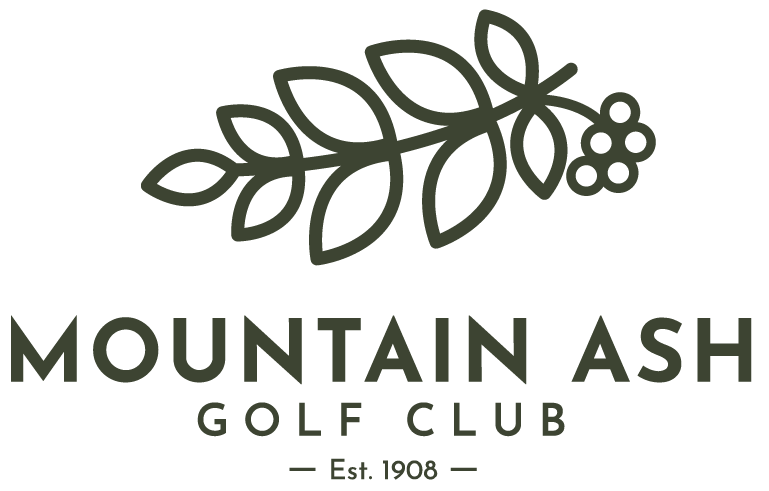 The mountain ash golf club logo has a branch with leaves and berries on it.