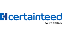 CertainTeed logo in blue with Saint-Gobain text underneath