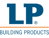 LP Building Products logo in blue and orange text on a white background