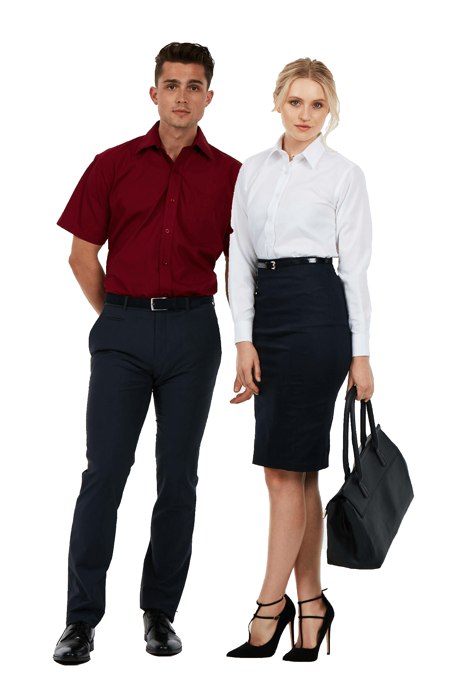 Young people wearing staff uniform and formal women's workwear