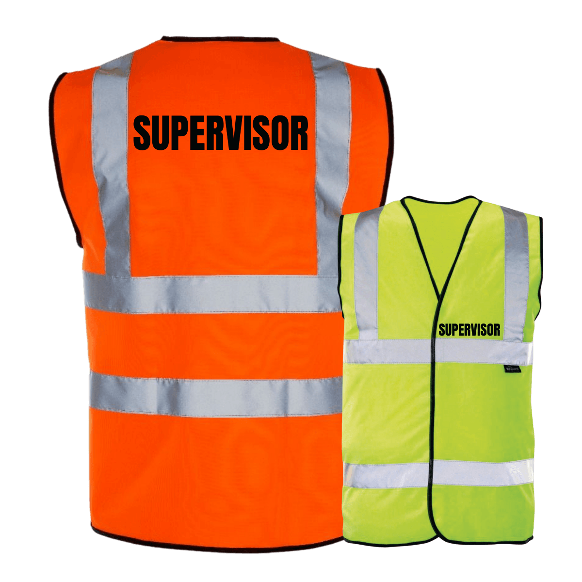 Hi vis vest with 'SUPERVISOR' printed on front and back