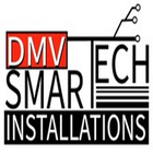 Logo: "DMV TECH" in black, "SMART INSTALLATIONS" below, a red box with "DMV" inside, and tech circuit lines.