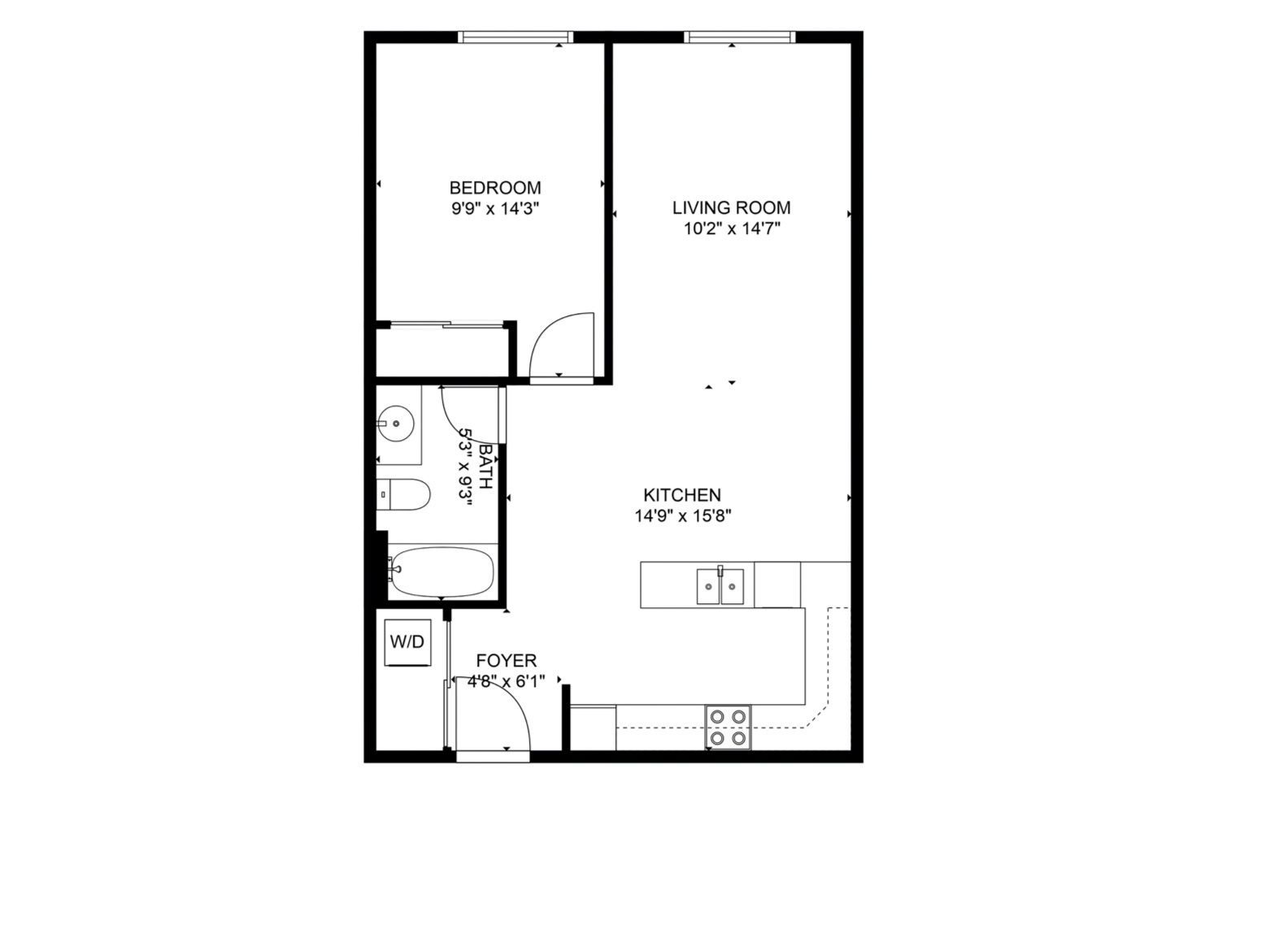 1 Bedroom | 1 Bath floor plan 2