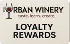 The Urban Winery loyalty rewards card with logo and tagline on a cream background