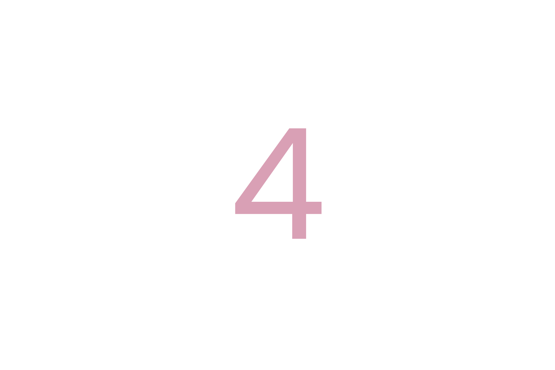 A pink number four on a white background.