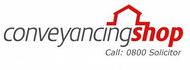 The conveyancing shop logo is red and white and has a house on it.