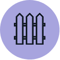 Fence icon in a lavender circle.