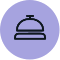 Bell icon on a light purple circle.