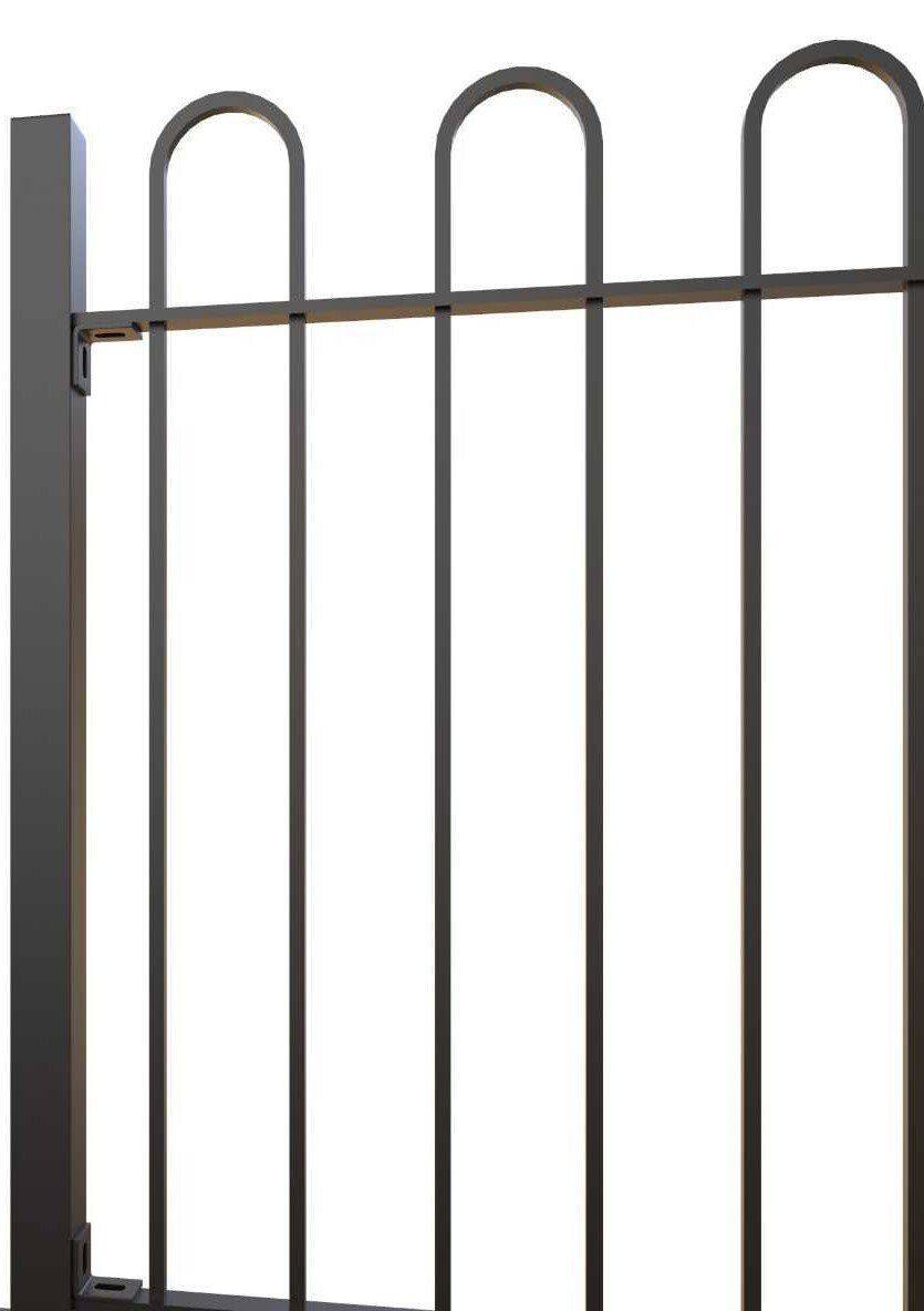 close up of Bow Top Metal Railings