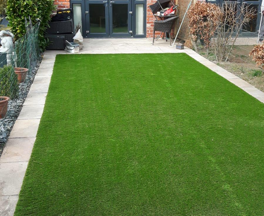 new artificial lawn in Cardiff back garden