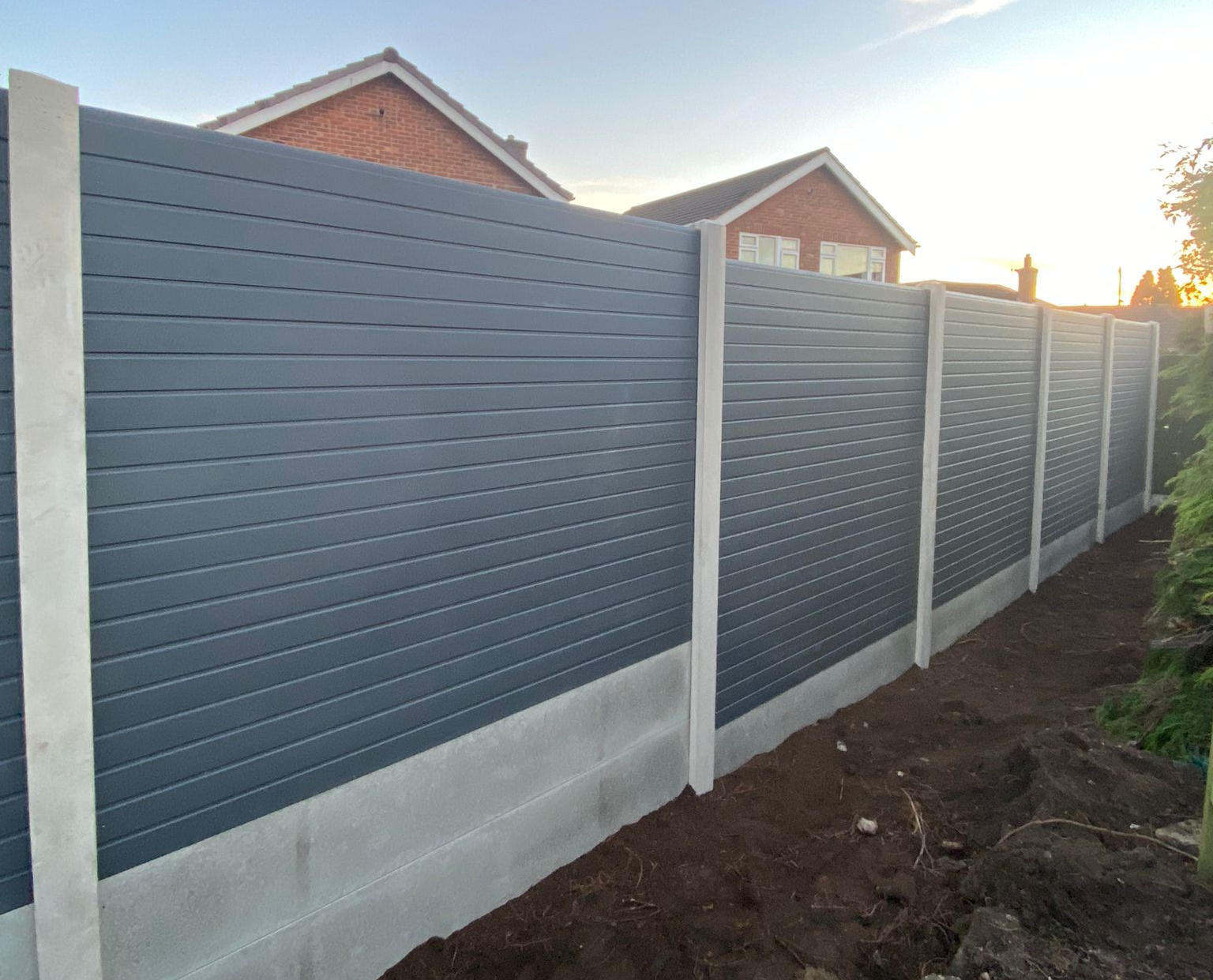 J&Z Fencing Cardiff - grey composite eco fencing panels in concrete posts
