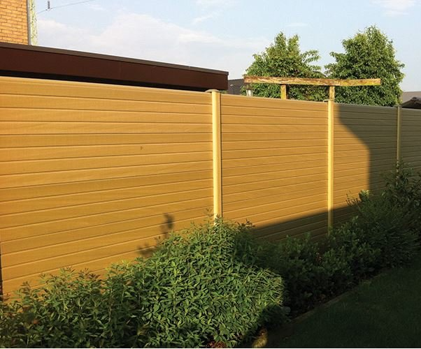J&Z Fencing Cardiff - beige composite eco fencing panels in beige composite posts