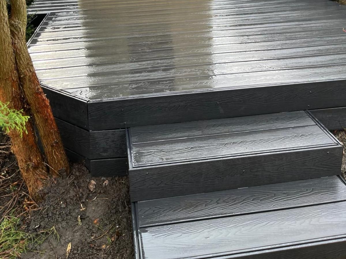 J&Z Fencing composite decking with steps in Sully