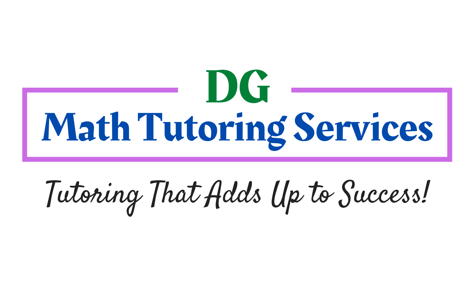 A logo for dg math tutoring services that says tutoring that adds up to success.