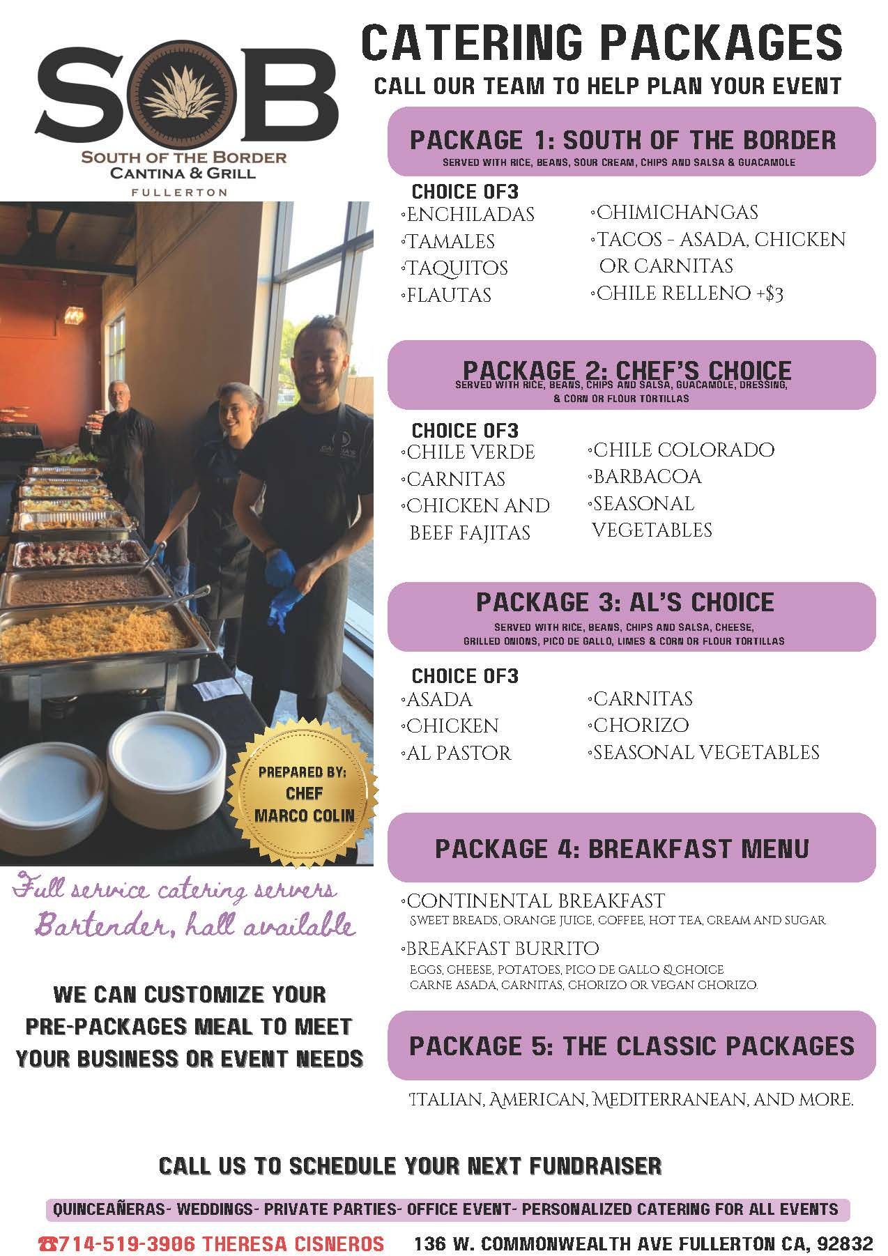 South of the Border Catering Packages
