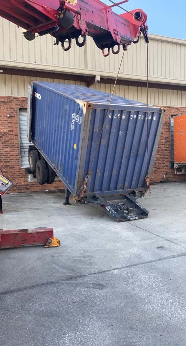 Lifting A Blue Container Van — Rincon, GA — Rahn’s Services