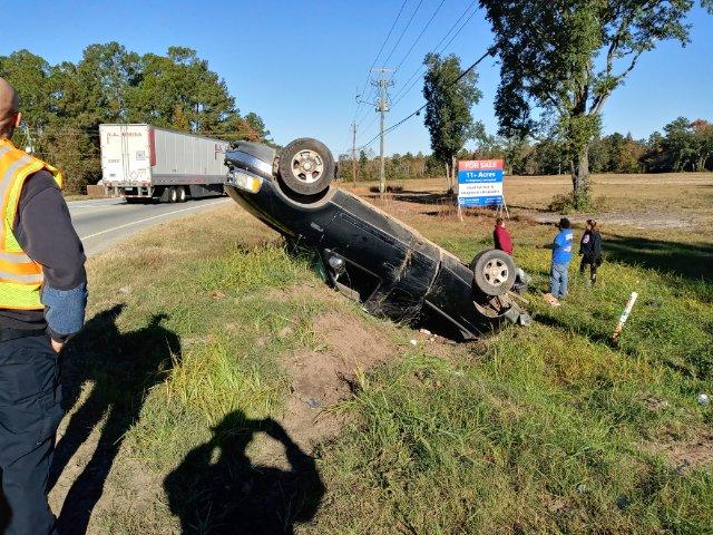 Crashed Black Car On The Side Of The Road — Rincon, GA — Rahn’s Services
