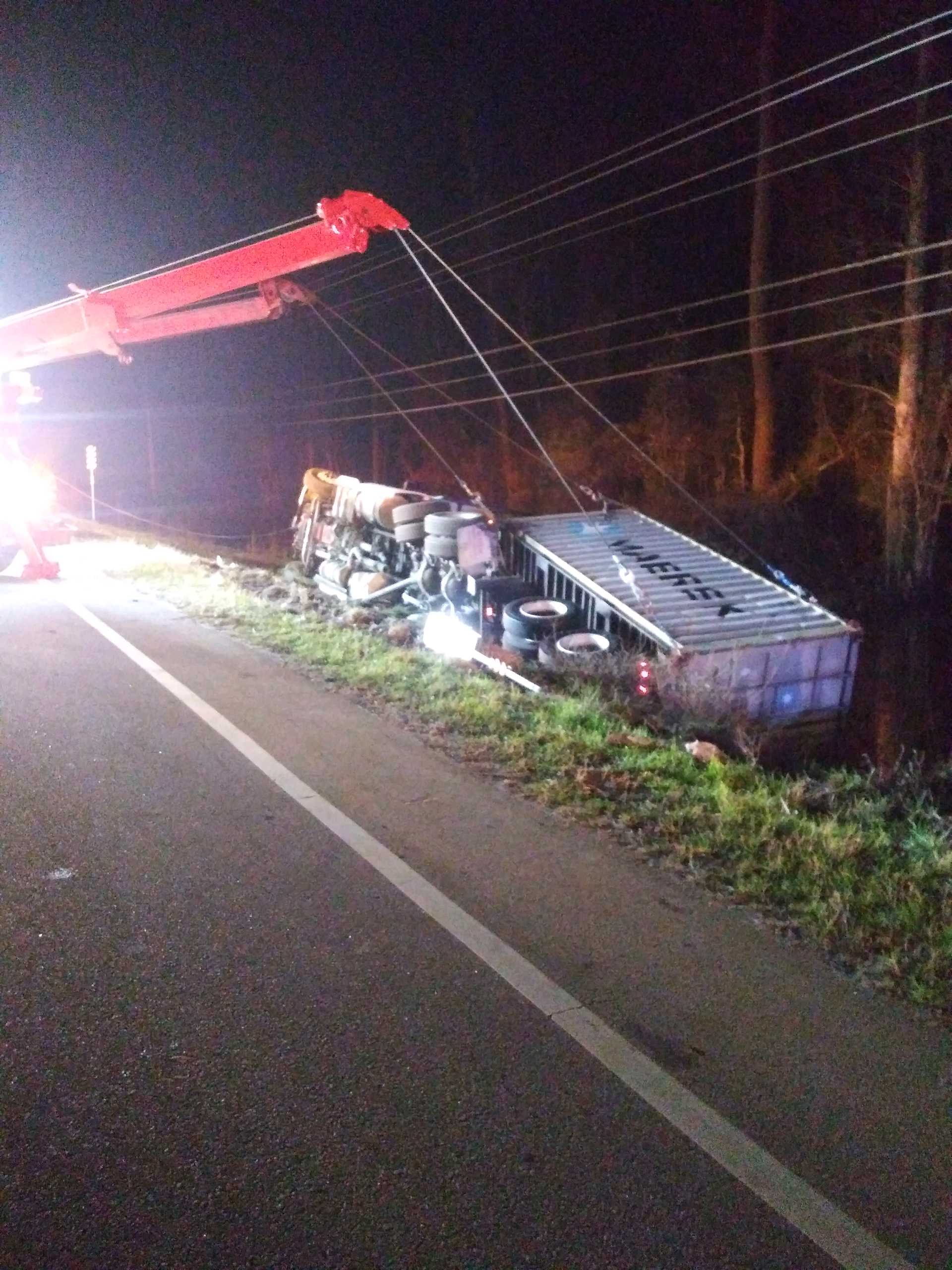 Crashed Container Van At Night — Rincon, GA — Rahn’s Services