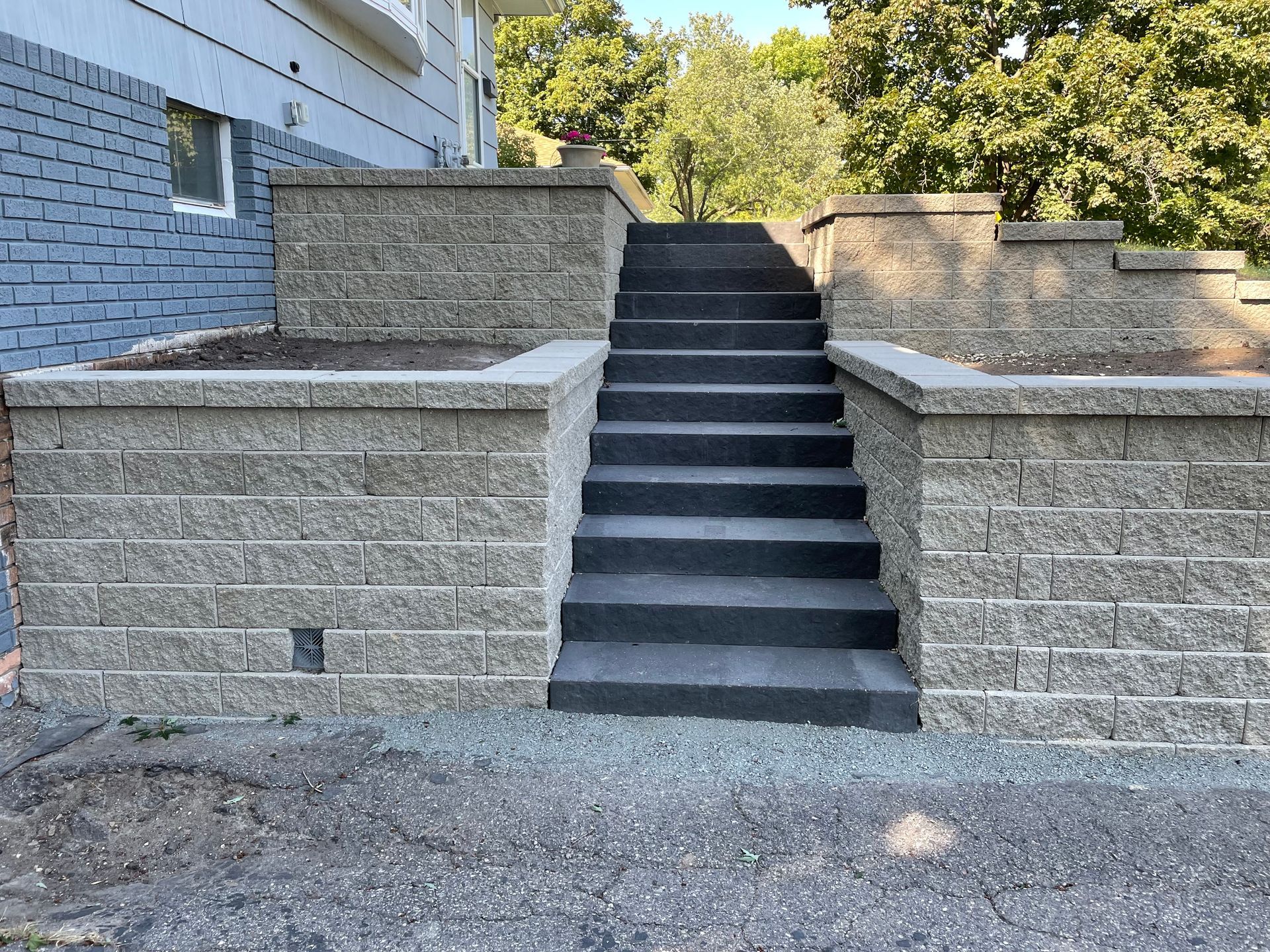 retaining walls built around staircase