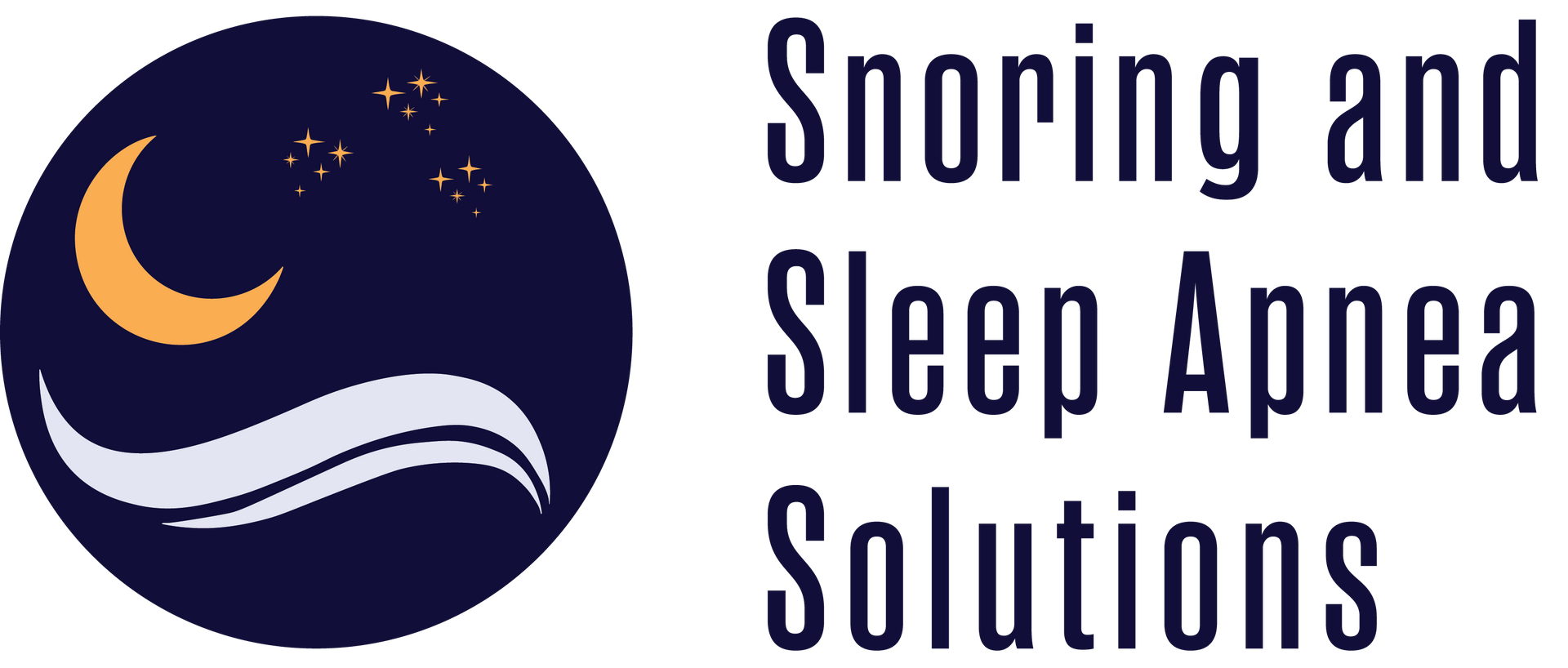 Logo featuring a dark blue circle with a yellow crescent moon, stars, and light blue waves next to