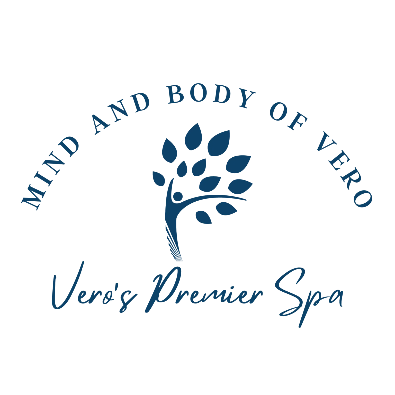 The logo for vero 's premier spa shows a tree with leaves on it.